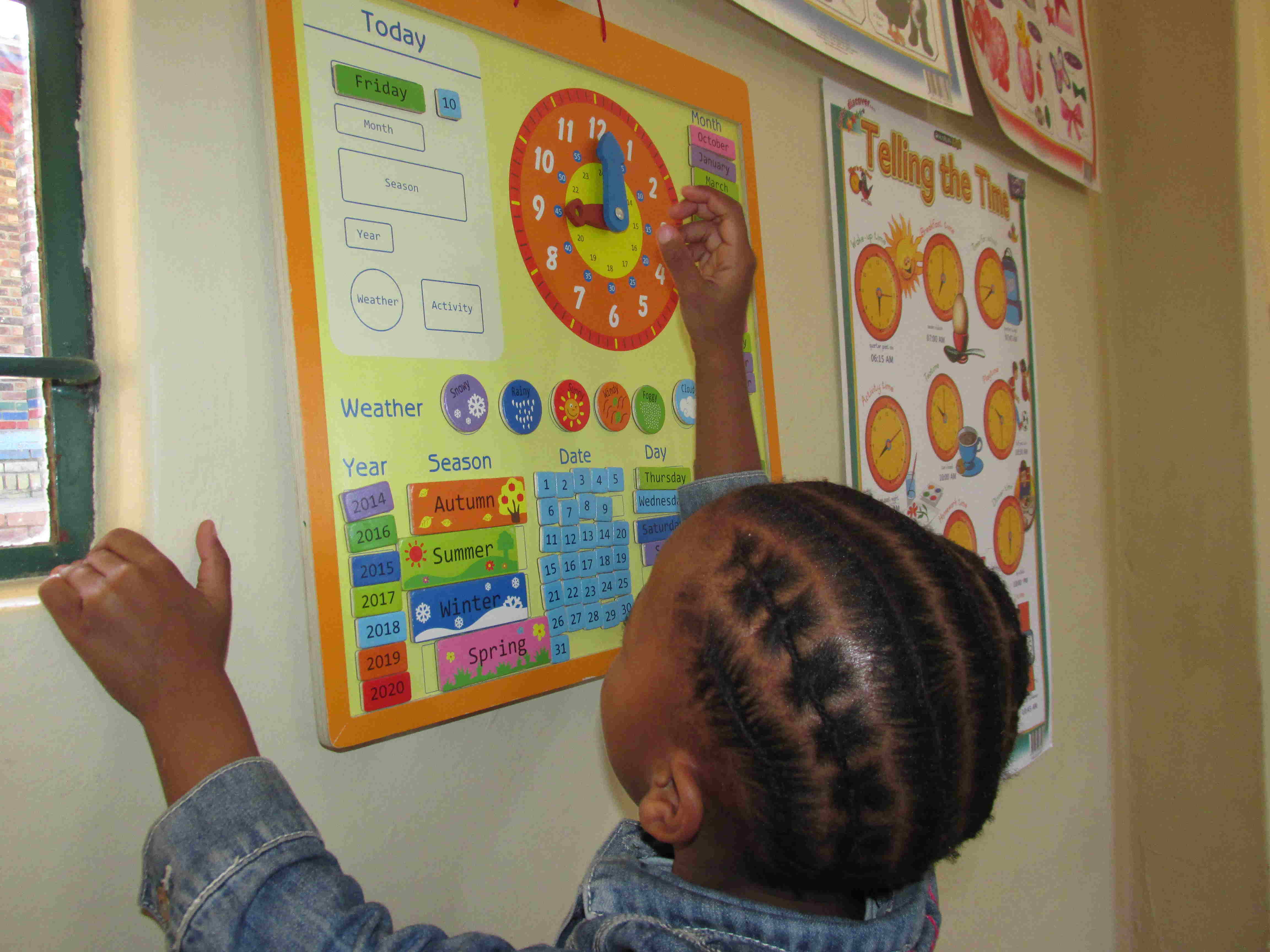 Learning to tell the time.